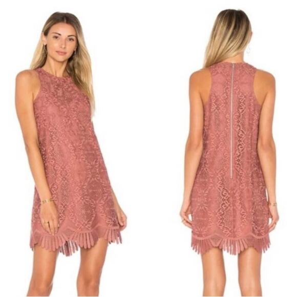 Lovers + Friends Dress Womens Small Rose Mauve Caspian Lace Mini Shift Party - Picture 1 of 11